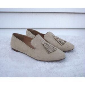 J.Crew Beige Tan Faux Suede Tassel Loafers